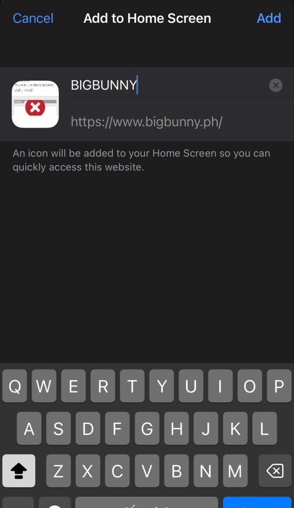 💎 Step 3:  click "Add" to add it to your iPhone's home screen.