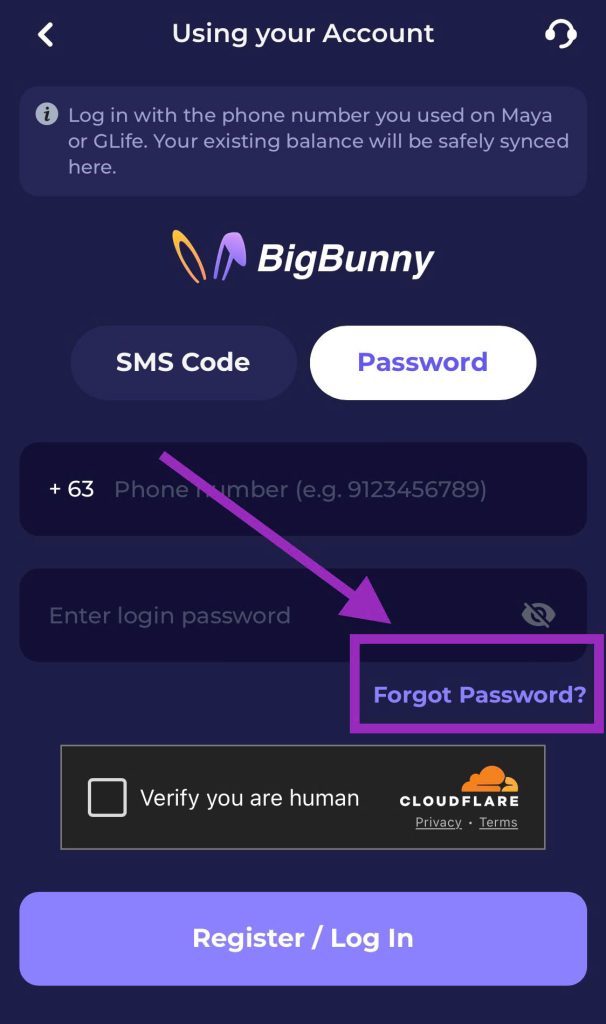 find the option "Forgot password".