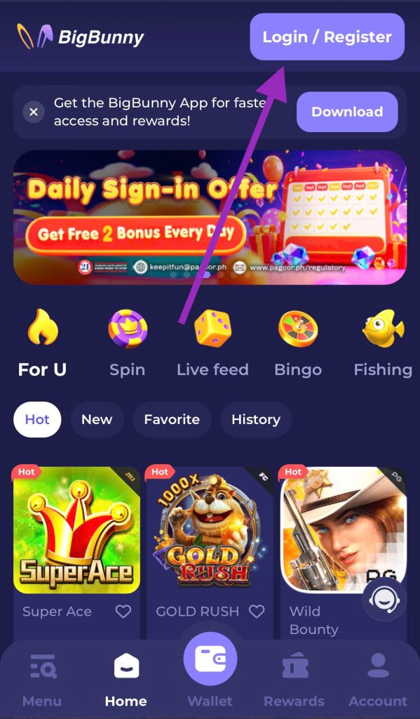 click on the “Register” button