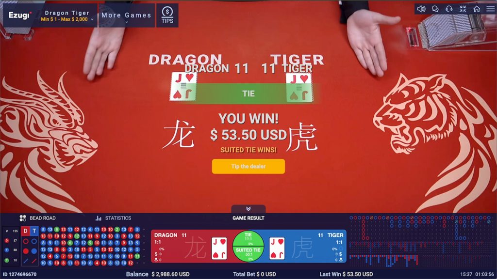 Betting flexibility in Dragon Tiger