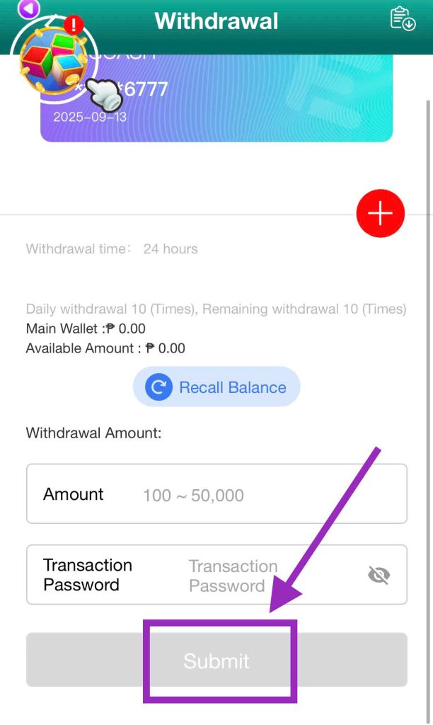 Confirm the transaction and wait for processing